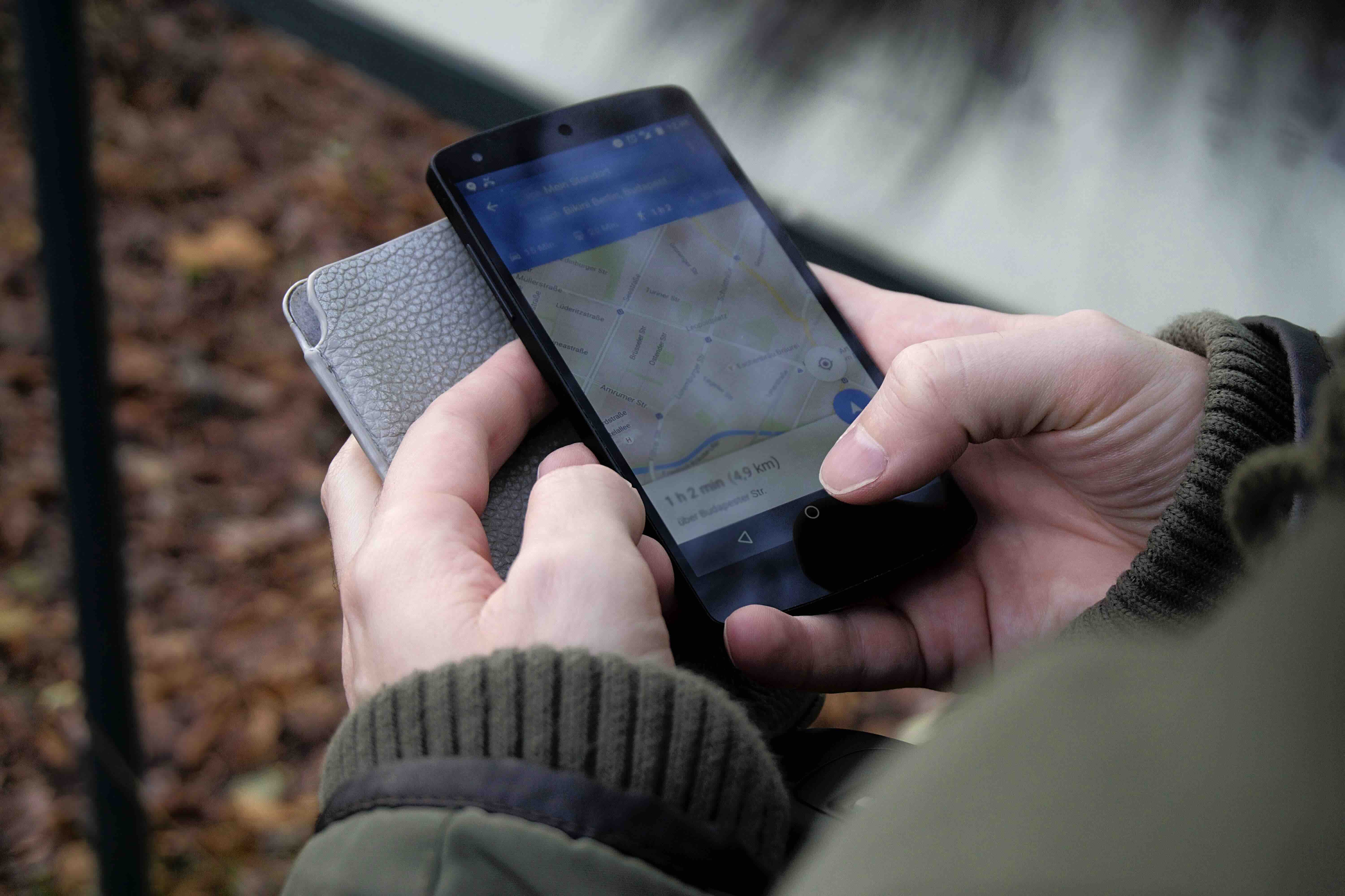Map displayed on a mobile device